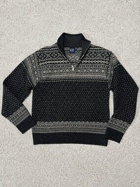 GAP Wool Half-Zip Sweater — Size L